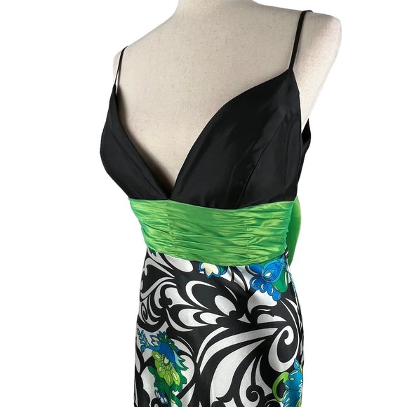 Stunning! Vintage JOVANI Black, Green, Blue Print Evening Gown Size 8 - Picture 10 of 15